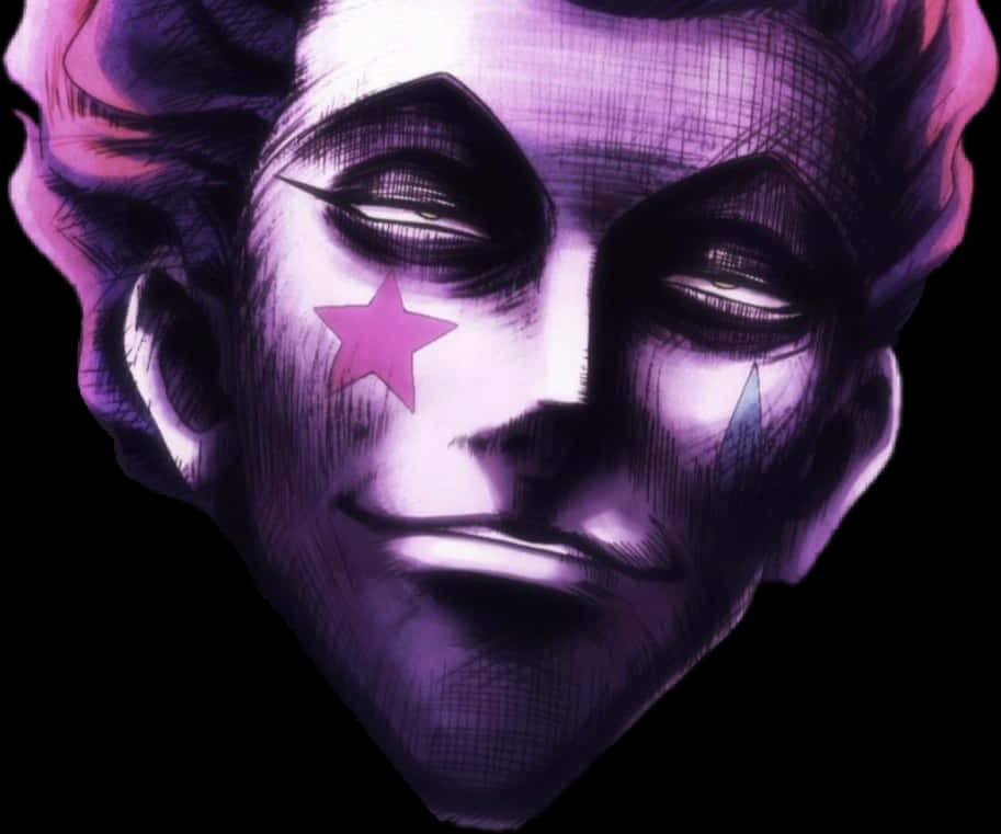 Hisoka Mysterious Magenta Smile PNG with transparent background