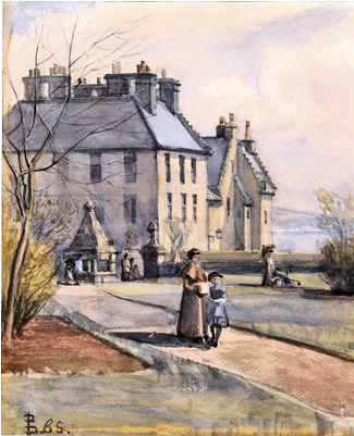 Historic Mansion Watercolor Painting PNG with transparent background