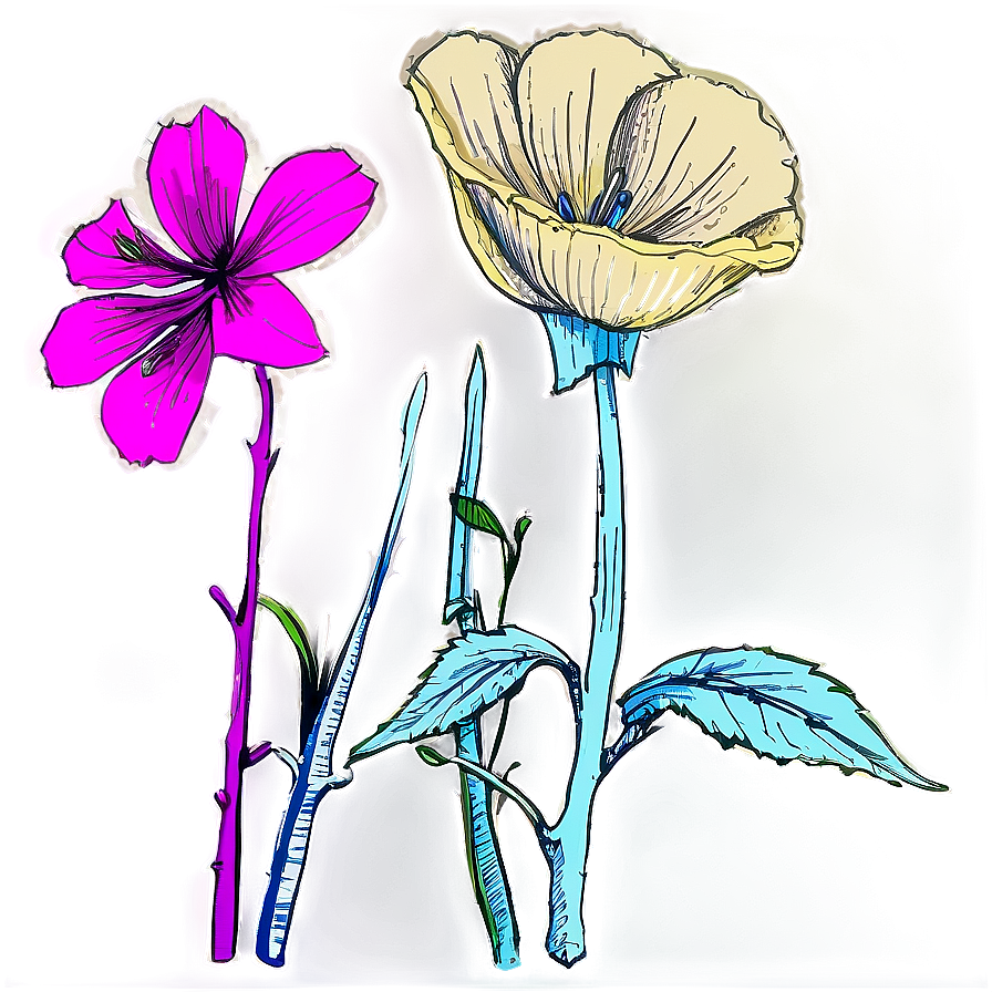 Historical Flower Sketch Png 21