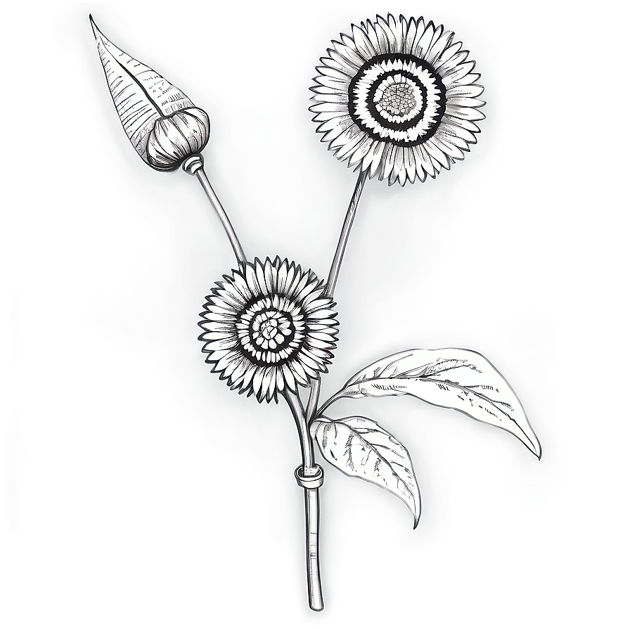 Historical Flower Sketch Png 35