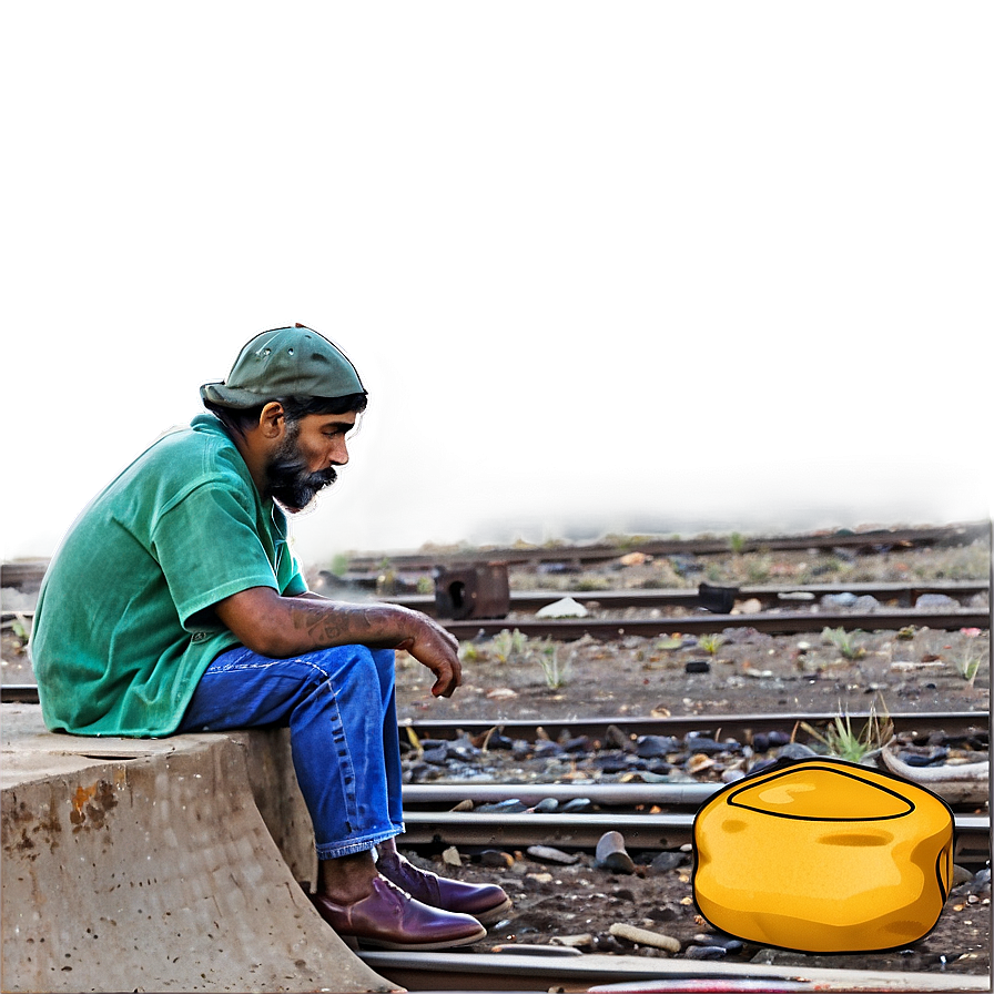 Hobo By The Railroad Tracks Png 06242024