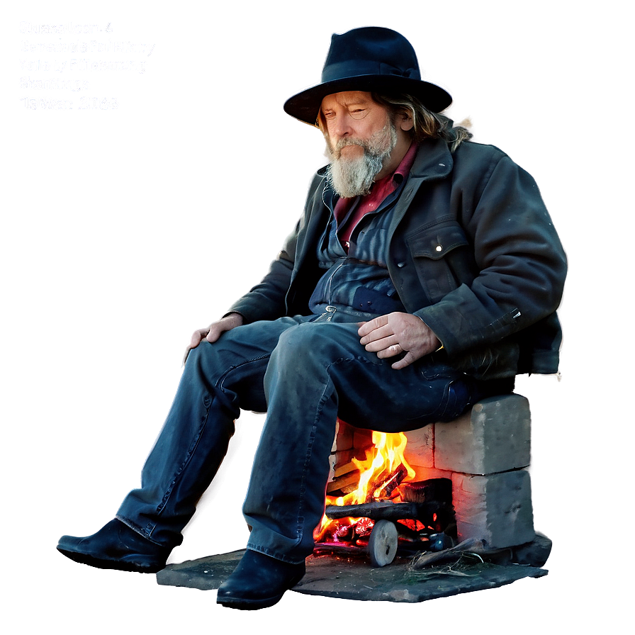 Hobo Resting By Fire Png Cnt