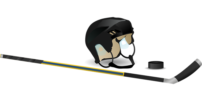 Hockey Player Silhouetteand Equipment PNG with transparent background