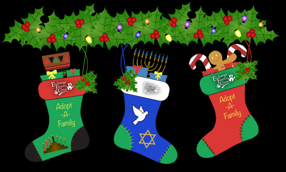 Holiday Charity Stockings Illustration