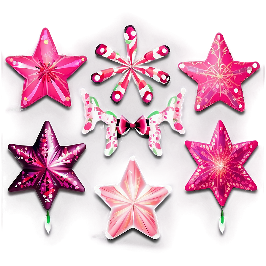 Holiday Pink Stars Png 3