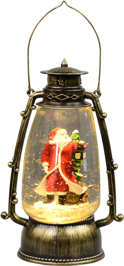 Holiday Santa Snow Globe Lantern PNG with transparent background