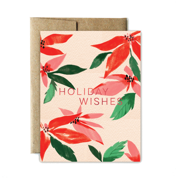 Foil Poinsettia Holiday Wishes - Holiday PNG with transparent background