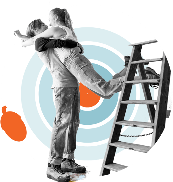 Home Renovation Couple Embrace PNG with transparent background