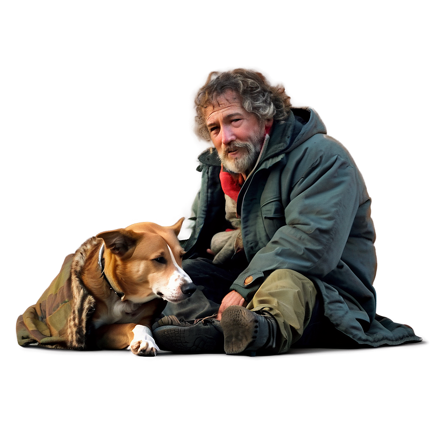 Homeless Man With Dog Png Qxm1