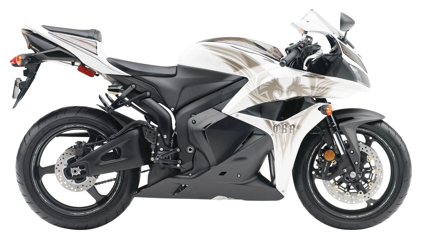 Honda C B R Sportbike White Design PNG with transparent background