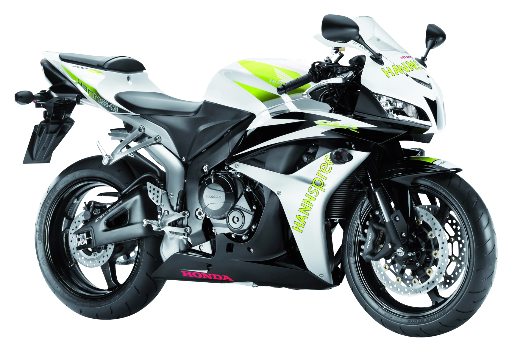 Honda Sportbike White Green Livery PNG with transparent background