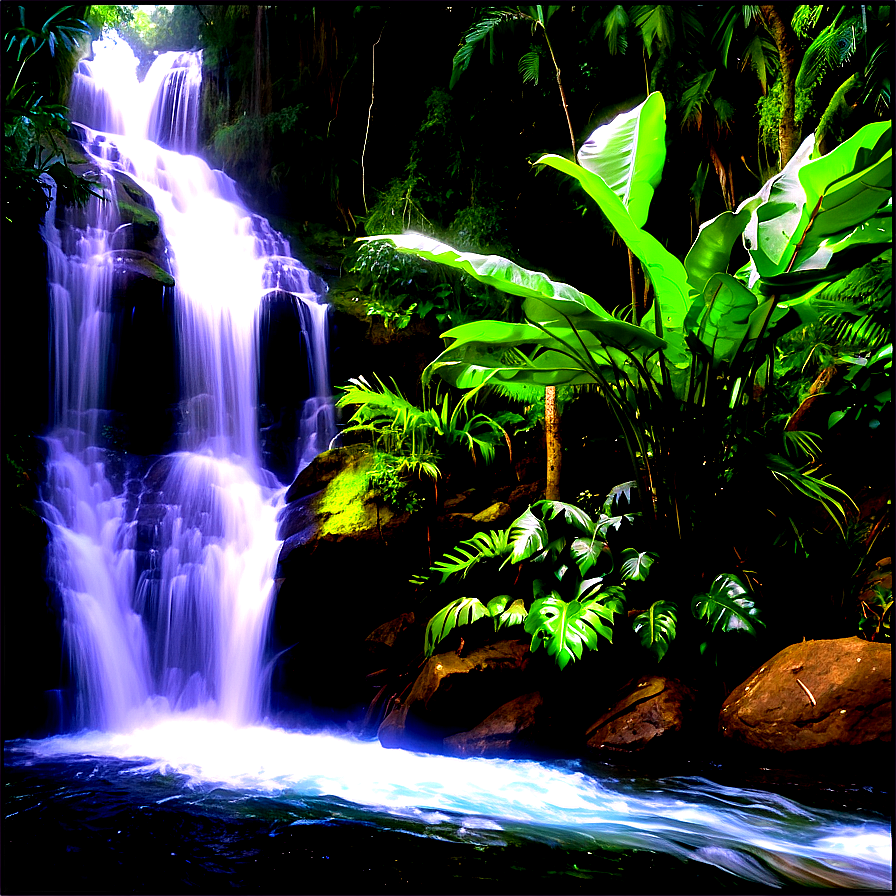 Honduras Rainforest Waterfall Png Bul50