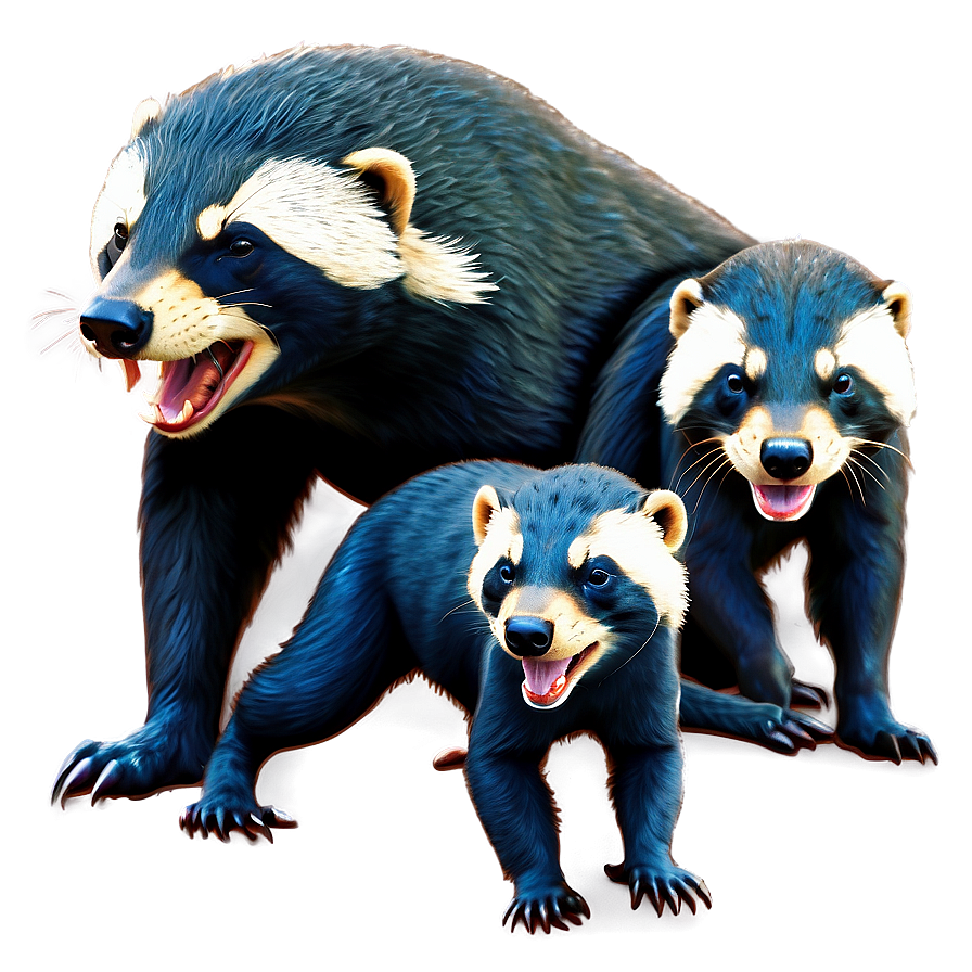 Honey Badger Family Illustration Png 06252024