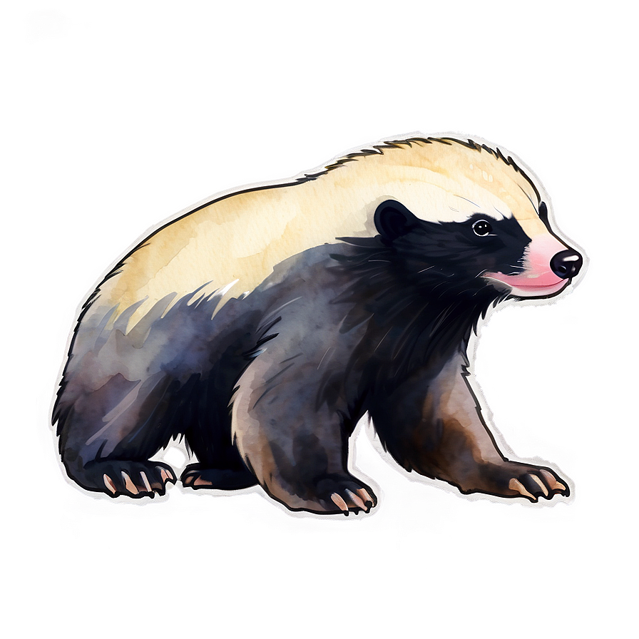 Honey Badger In Watercolor Png 06252024