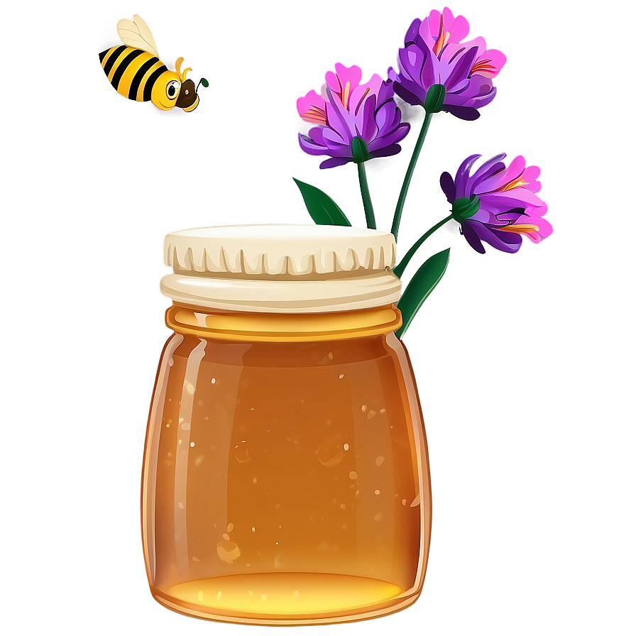 Honey Jar With Flowers Png 22