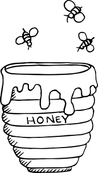 Honey Potand Bees Vector PNG with transparent background