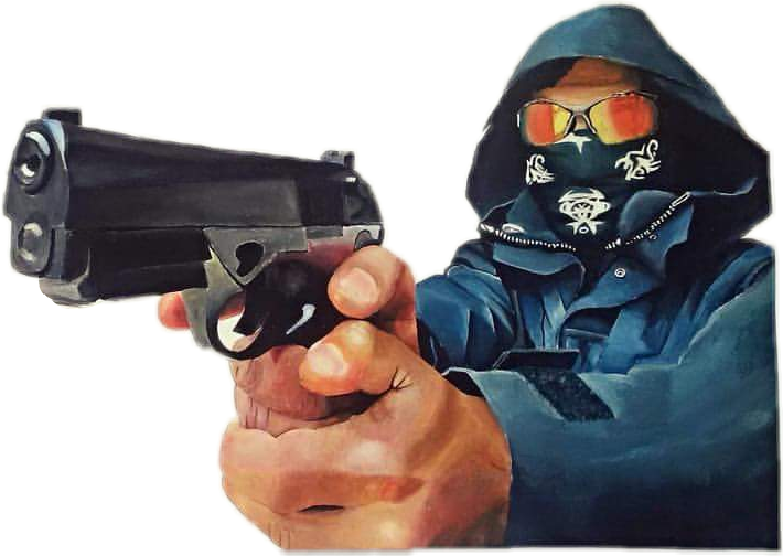 Hooded Gangster Aiming Gun