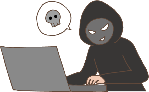 Hooded Hackerat Computerwith Skull Icon PNG with transparent background