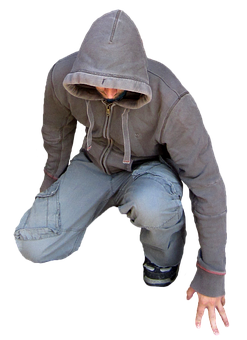 Hooded Manin Crouching Position