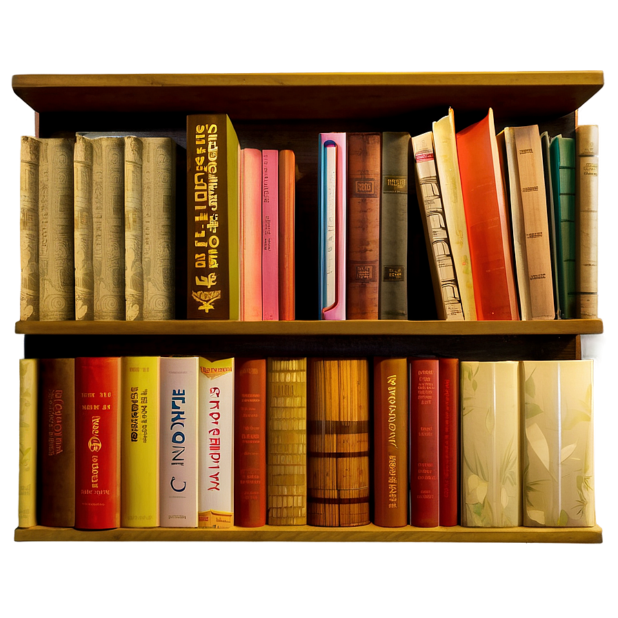 Horizontal Books On Shelf Png 06262024