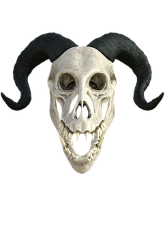 Horned Skull Mask Artwork PNG with transparent background