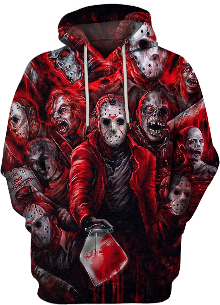 Horror Themed Hoodiewith Masked Figures