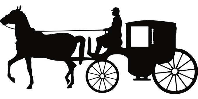 Horse Drawn Carriage Silhouette PNG with transparent background