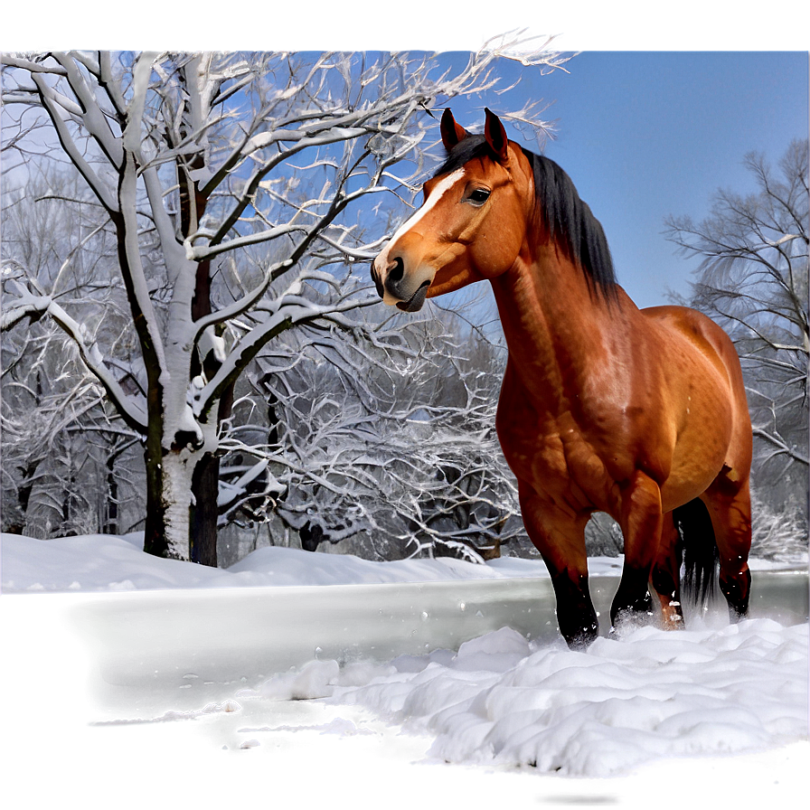 Horse In Snow Png 05032024