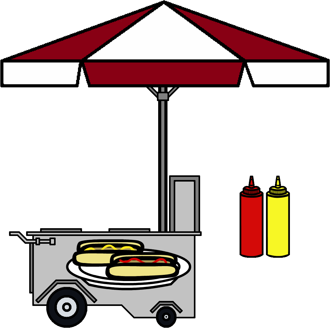 Hotdog Cart,ketchup And Mustard By - Hot Dog Stand Png, Transparent Png PNG with transparent background
