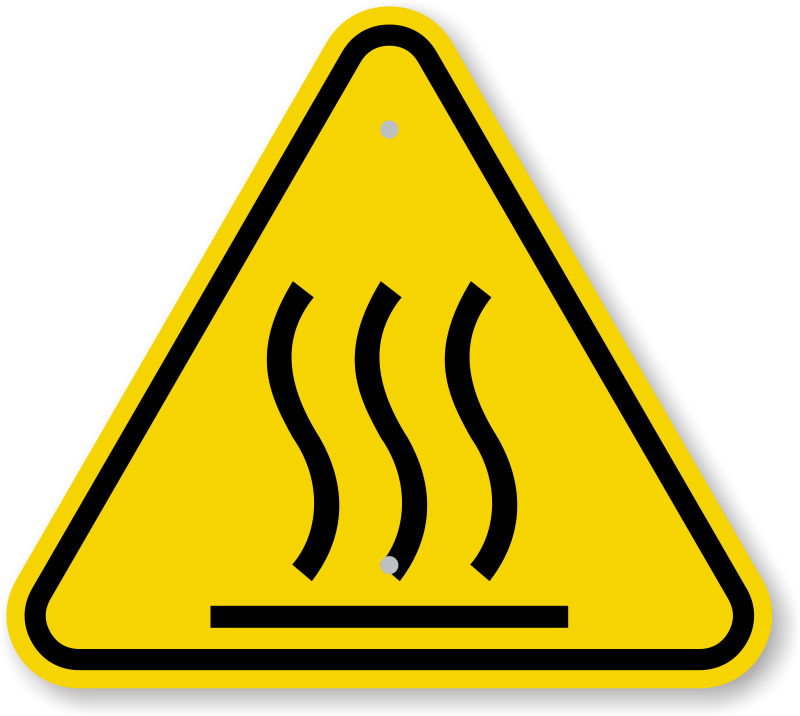 Hot Surface Warning Sign PNG with transparent background