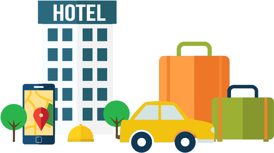Hotel Stay Travel Concept Illustration PNG with transparent background