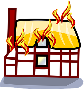 House On Fire Cartoon Illustration PNG with transparent background