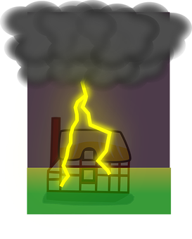 House Struck By Lightning PNG with transparent background