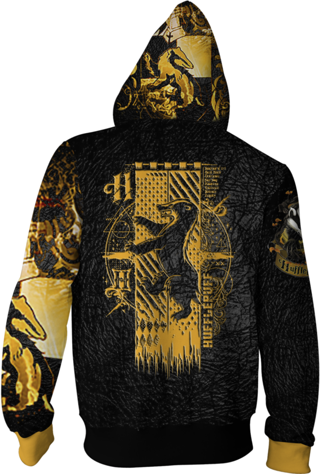 Hufflepuff 3d Zip Up Hoodie - Hoodie, HD Png Download PNG with transparent background