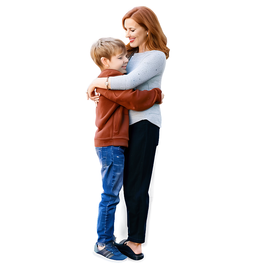 Hugging Mom and Son PNG 05232024 PNG with transparent background