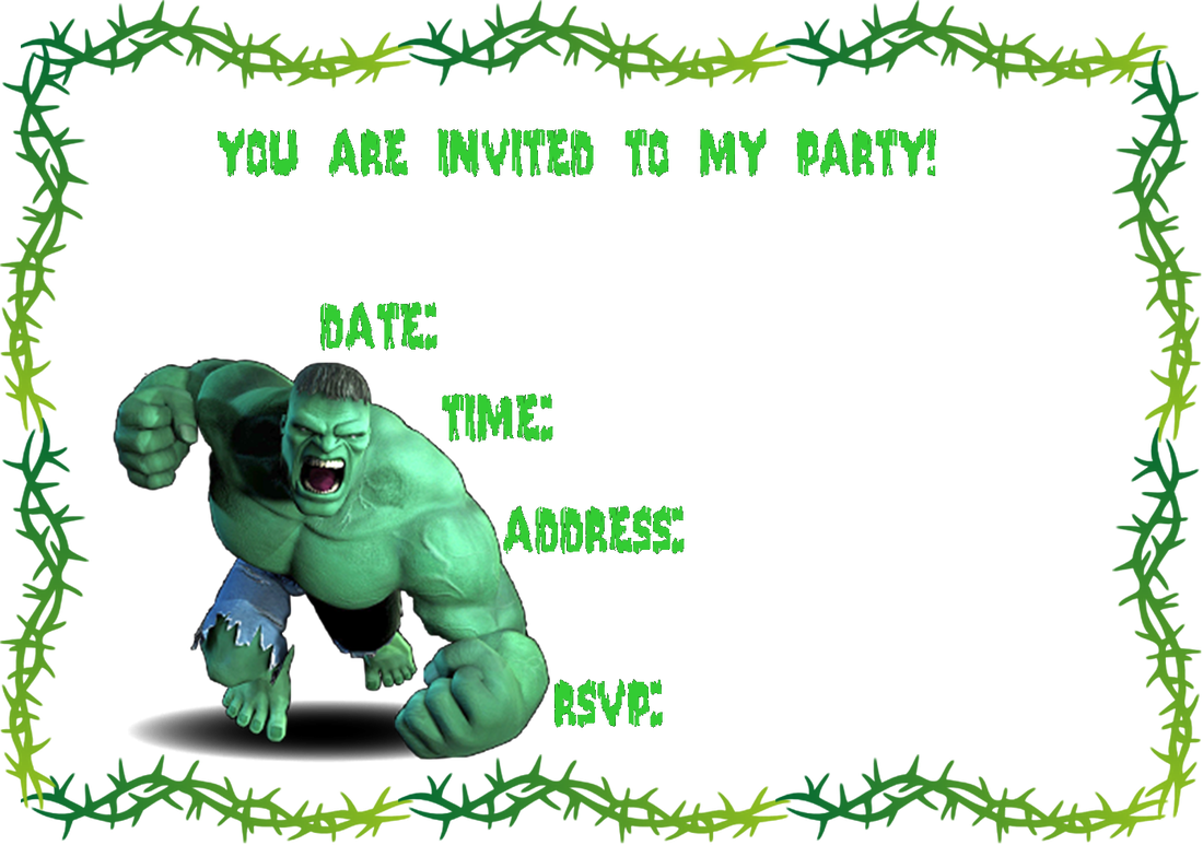 Http - //www - Creativeprintables - Org/free Incredible - Hulk Birthday Invitation Template, HD Png Download PNG with transparent background