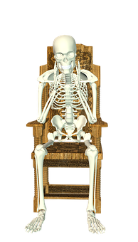 Human Skeleton Seatedon Chair PNG with transparent background