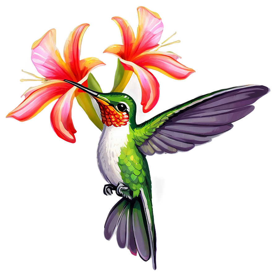 Hummingbird In Tropical Setting Png Msw29