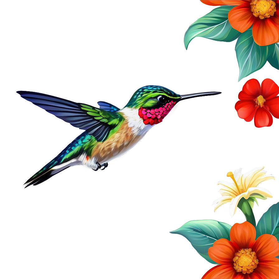 Hummingbird With Flowers Png 05212024