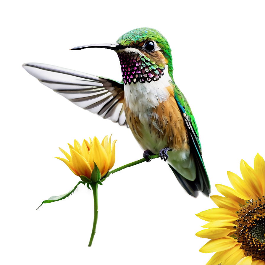 Hummingbird With Sunflower Png Hxc14