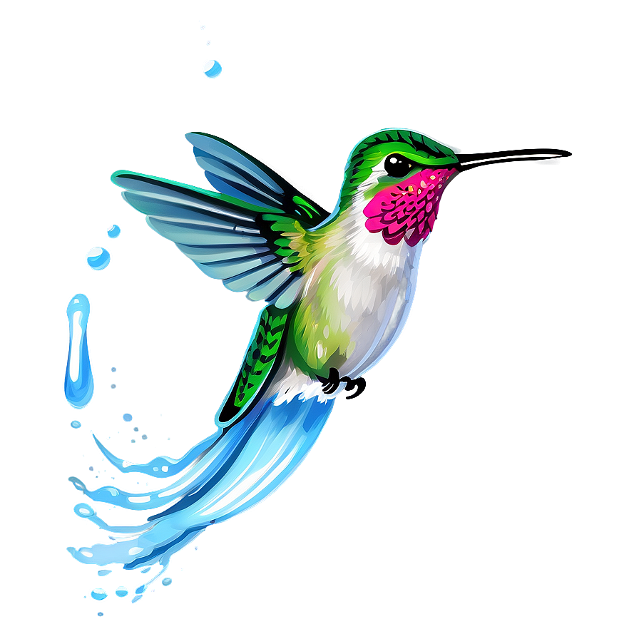 Hummingbird With Water Splash Png 05212024