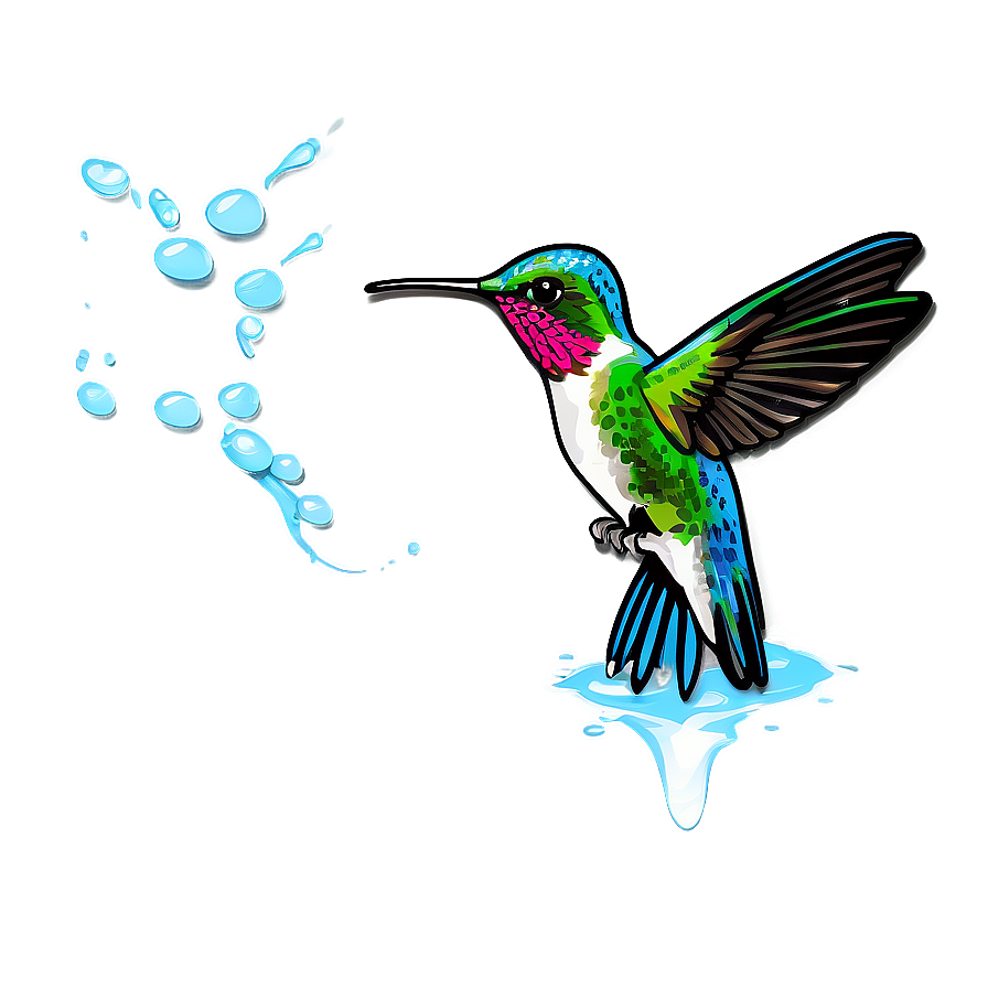 Hummingbird With Water Splash Png 65