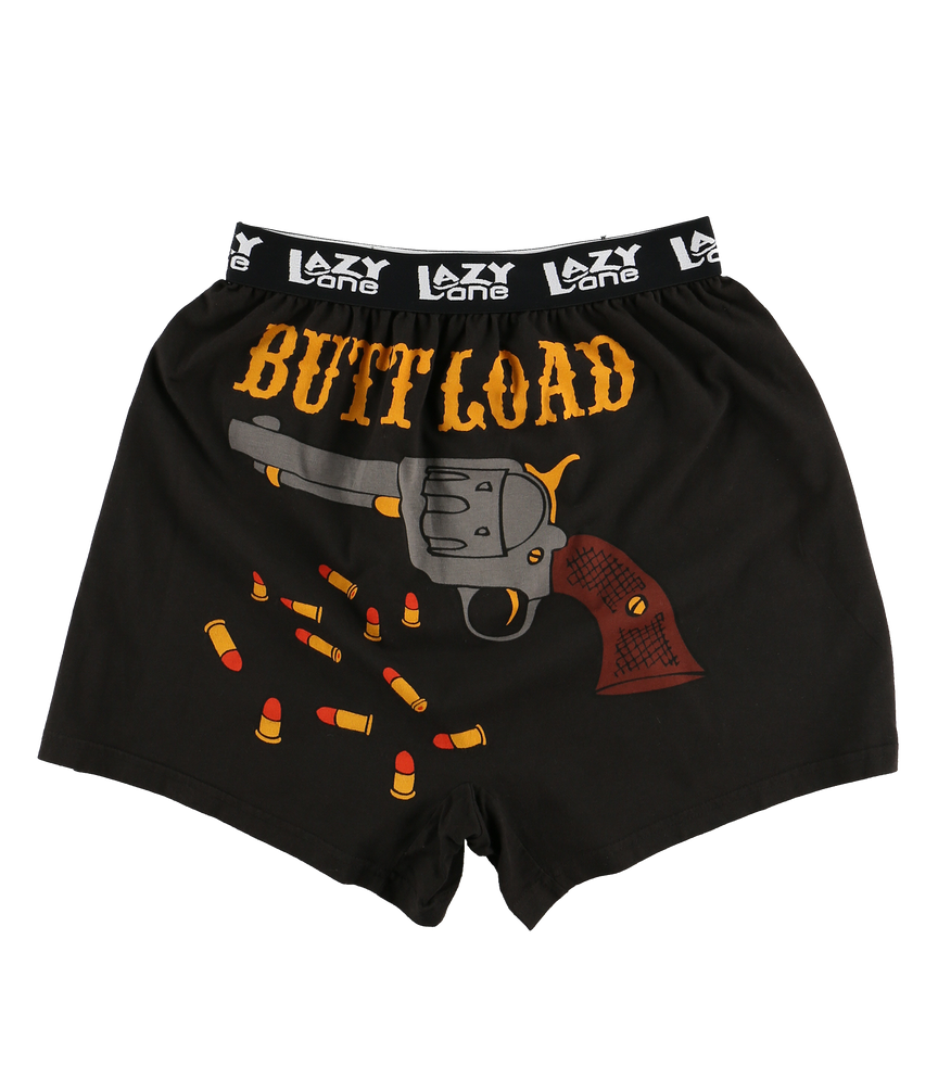 Humorous Boxer Shortswith Gun Graphic