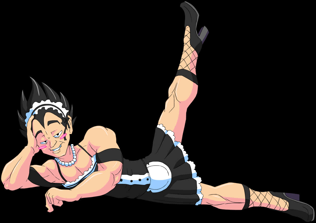 Humorous Vegetain Maid Costume PNG with transparent background