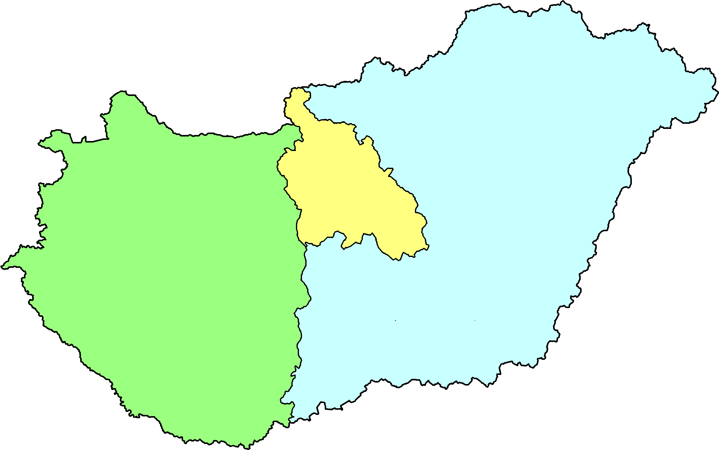 Hungary Map Color Coded Regions