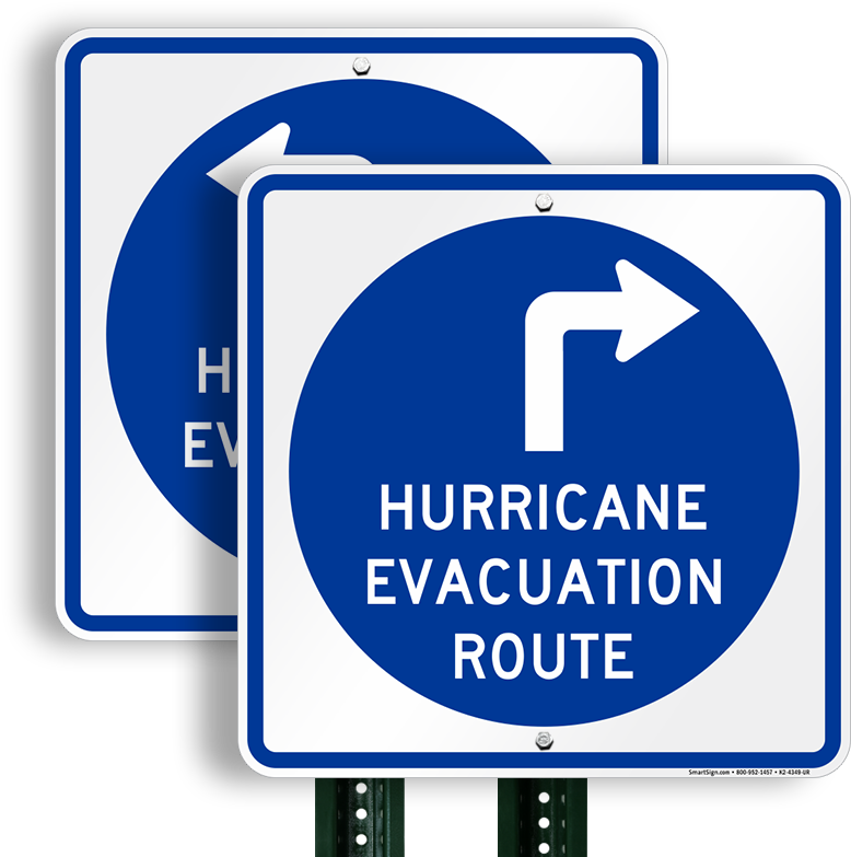 Hurricane Evacuation Route Upper Right Arrow Sign - Hurricane Evacuation Sign, HD Png Download PNG with transparent background