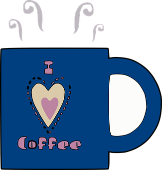 I Love Coffee Mug Design PNG image with a transparent background, free high-resolution download
