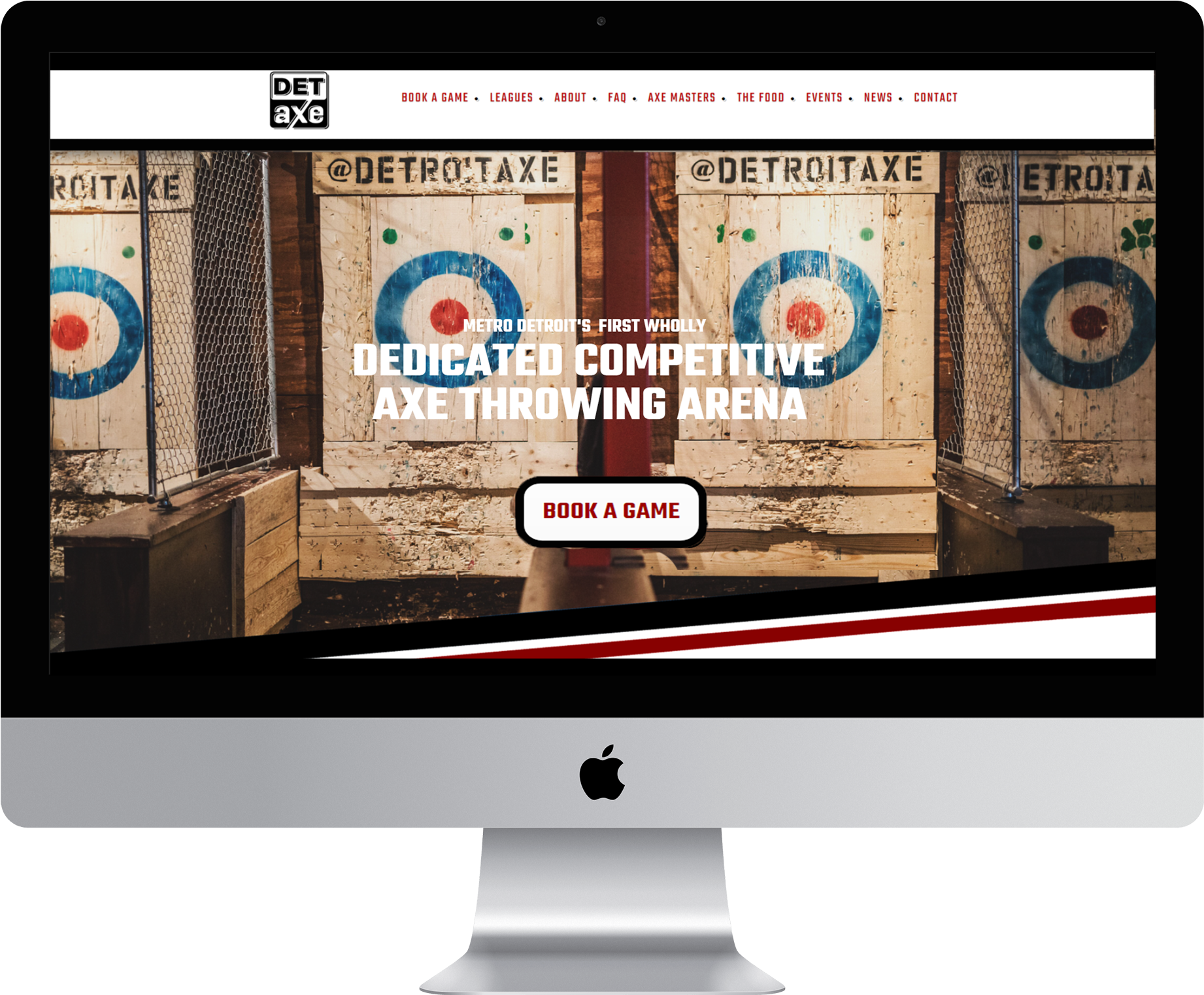 I Mac Displaying Axe Throwing Website