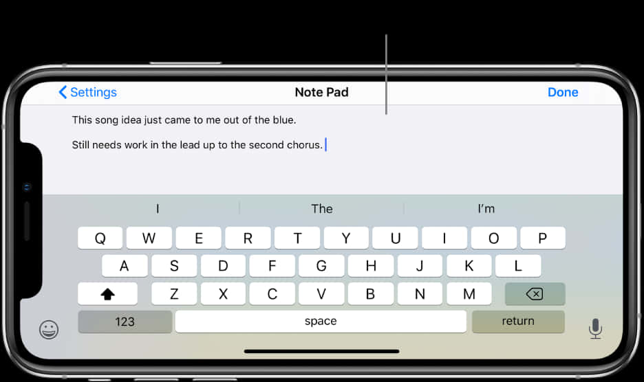 i Phone12 Notepad App Songwriting PNG with transparent background