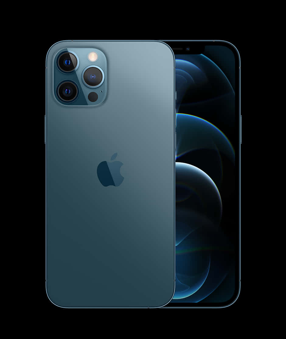 i Phone12 Pro Blue Backand Front View PNG with transparent background
